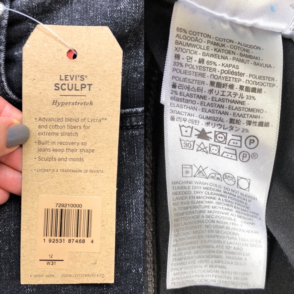 NWT Levi’s Mile High Super Skinny Ankle Moto Jeans - Picture 5 of 8